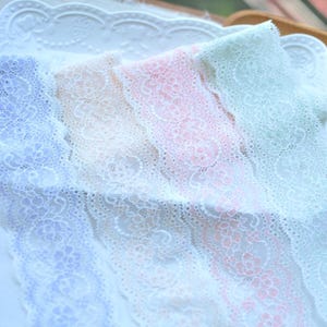10メートル 5.7 cm 2.24インチ幅 ピンク/グリーン/ブルー 伸縮性のあるレーストリムリボン DIY 子供用スカート ドレス ランジェリー 下着 エッジ素材 S18E1204P250320T