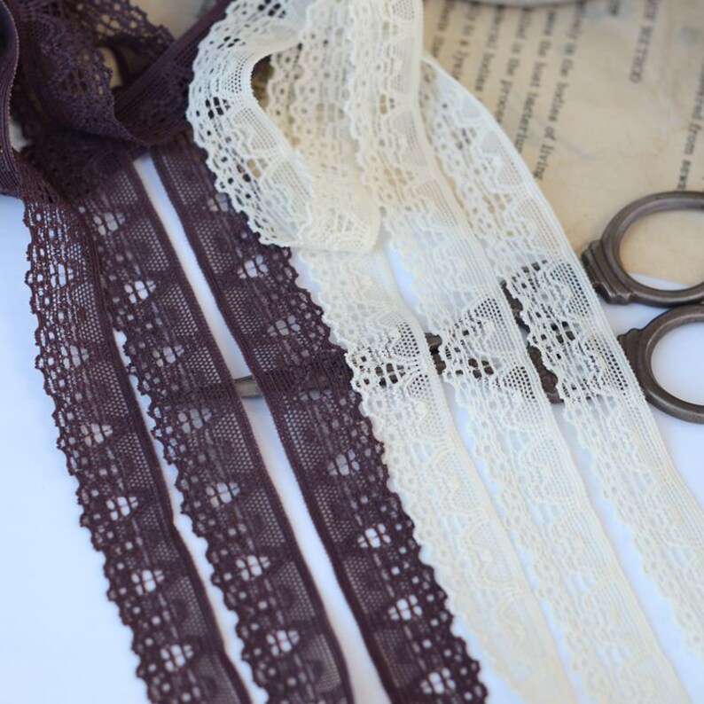 40 meter 1.6cm 0.62 wide light apricotcoffee mesh fabric stretch elastic tapes lace trim ribbon E7G851P181107D
