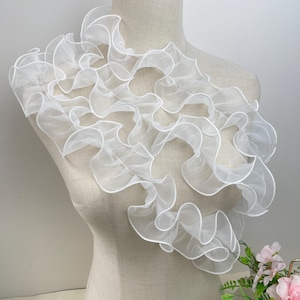 5 meter 8 cm 3,14" breed witte dubbele rolrand organza gaas mesh kant trim lint jurk kleding rok decoratiemateriaal V24X493P220509V