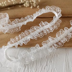 10 Meter 3 cm 1,18 "breites Elfenbein Netz Stretch elastischer Tüll Rüschen Unterwäsche Kleid Stoffkante Material Spitzenbesatz Band S40C144E220621V