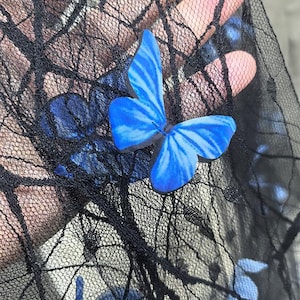 1.5 meters wide black blue butterfly lace mesh Irregular texture fabric DIY shirt skirt dress pants clothing design material V37G139K250718P