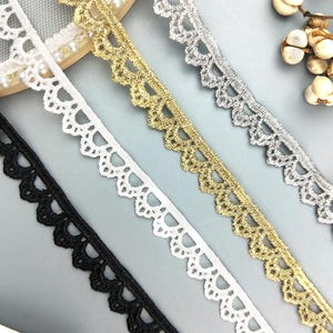 10 yardS 1 cm 0.39 "breite gold/schwarz/weiß/silber gewellte stoffstickerei hochzeitskleid hochzeitskleid bänder bänder Z34E163H230720G