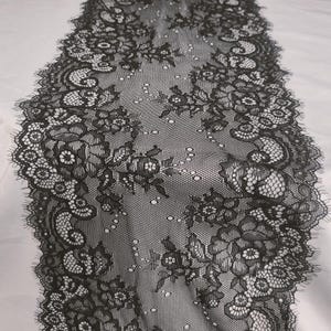 2.9メートル22.5センチ8.86インチ幅黒/アイボリーまつげメッシュレーストリムリボンヘアドレススカート衣類の縁飾りアクセサリー素材C42F183P250320C