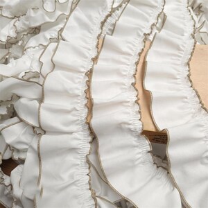 5 Meter 7 cm 2,75 "breites ivory Tee Baumwolle Falten-Spitze-Besatz-Band-Rock-Kleid-Hemd-Vorhang-Kante Material Zubehör C24X958P250405C