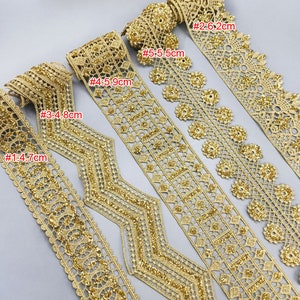 2-5ヤード 5-12 cm幅 ゴールドフラワー ラインストーン 編み込み生地 刺繍 スカート ドレス ランジェリー 袖 レーストリム リボンテープ Z34E241L230721X