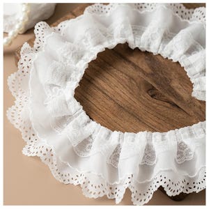 3 Meter 6,5 cm breit Ivory Chiffon Netz Rüsche Falte Spitze Accessoires DIY Bündchen Rock Kleid Hemd Tasche Einfassung C39Y406M250119J