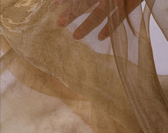 1.35 meters wide vintage brown thin transparent gradient mesh gauze fabric organza tie dye printed skirt dress shirt material T50T10V250713V