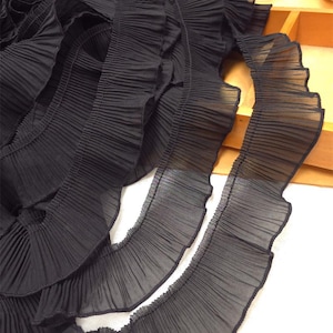 10 meter 4,5-6,5 cm breed zwarte chiffon geplooide ruches kantversiering lint zoom manchetten rok shirt jurk mouwen randen decoratie C24X1036P250607C
