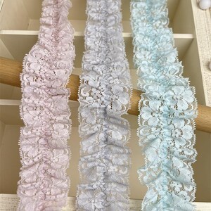 5 Meter 5 cm 1,96"breites Netz Rosa/Blau/Grau Netz Rüsche Falte Stoff Kleid Rock Hemd Ärmel Einfassung Material Spitzenband C24X931P241222C