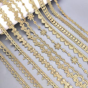 1-2,5 cm breiter weiß/gold Borte Stoff Stickerei Hochzeitskleid Rock Hemd Kleidung Spitzenband Zierband Bänder Z34E177L230716V