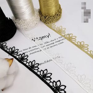 10ヤード 2.2cm 0.86インチ幅 黒/白/ゴールド生地 刺繍 子供用 ウェディングパーティードレス スカート シャツ DIY レーストリム リボンテープ Z34E93J230716V