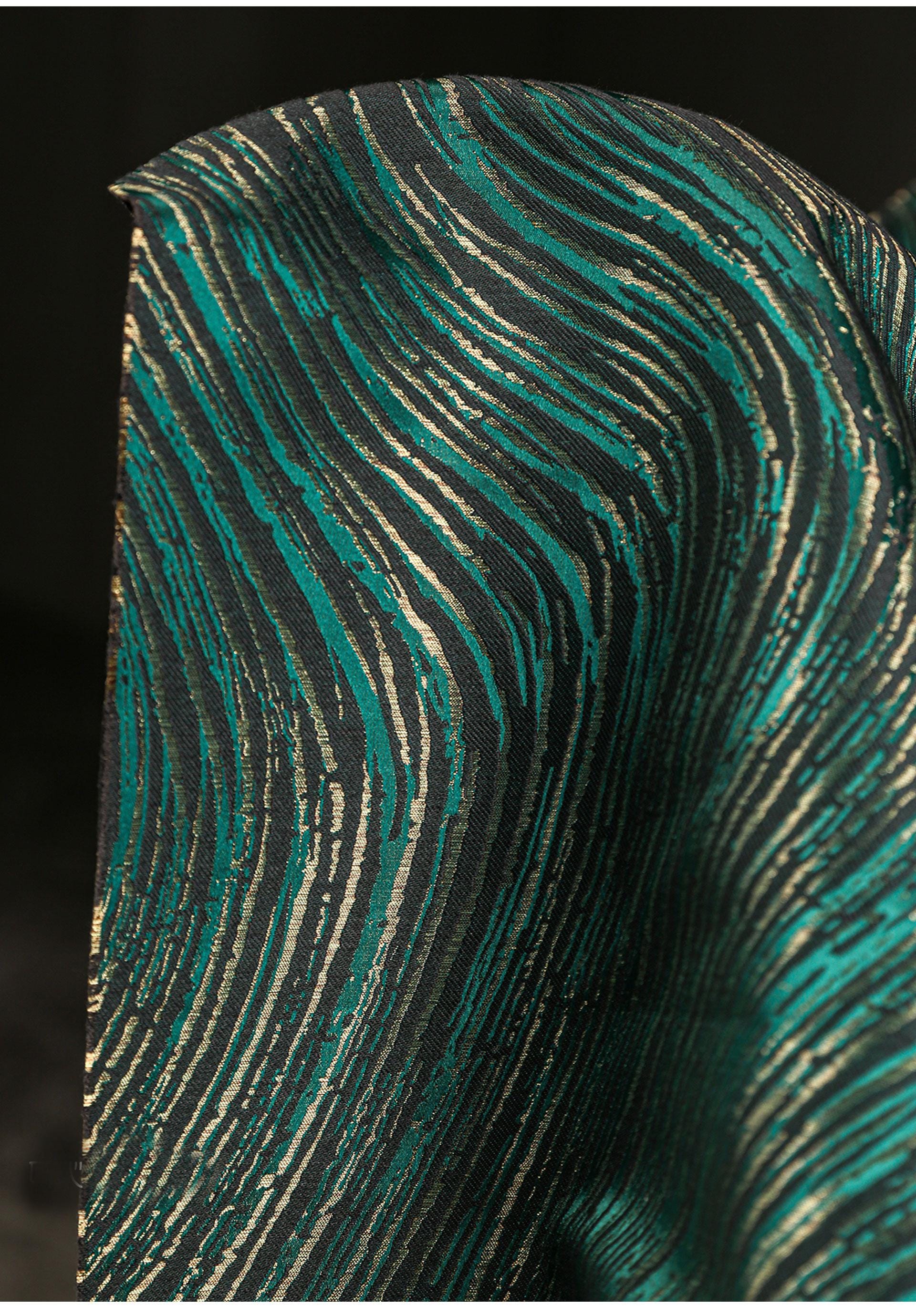 Clothes Ripple 1.48 Meters Wide Green Ripple Texture Jacquard Fabric Stripe DIY Shirt ...