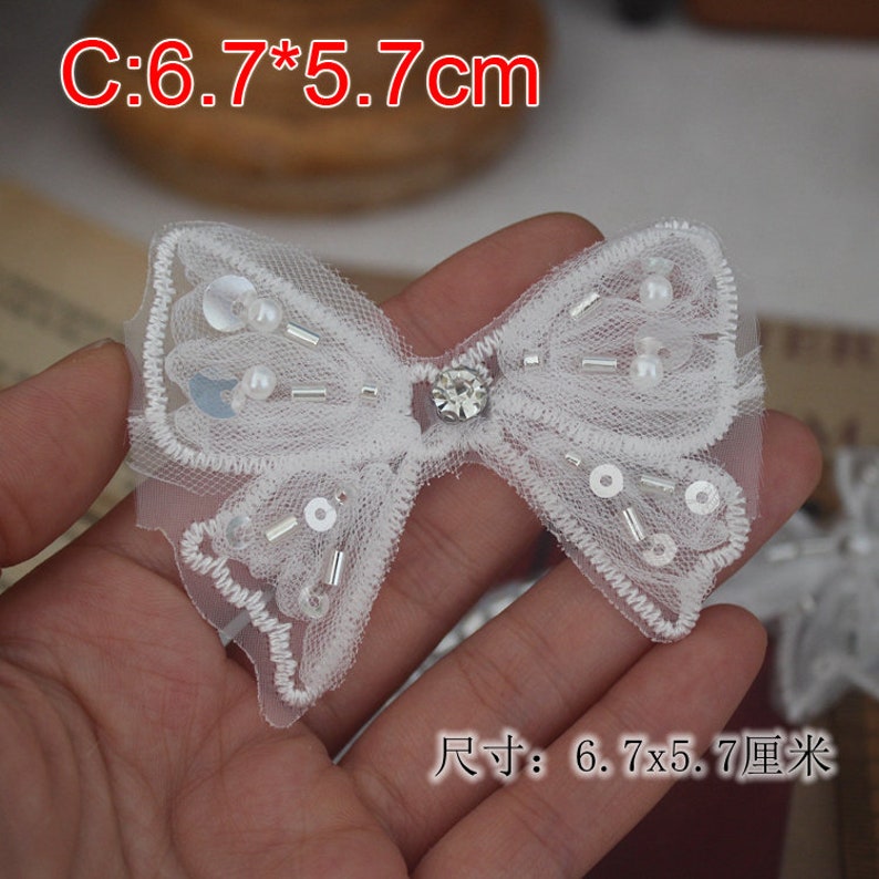10pcs 5-11cm wide ivory butterfly embroidery gauze beads brooch wedding skirt shirt dress hair decoration patch applique T27X475P240501H C-10pcs