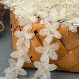 1 Meter 4,3 cm 1,69 "breites beige Doppeltes Garn-Spitzenbesatz-Band Blumenkleid-Rock-Hosenkante Zubehör-Material T31P361P250409C