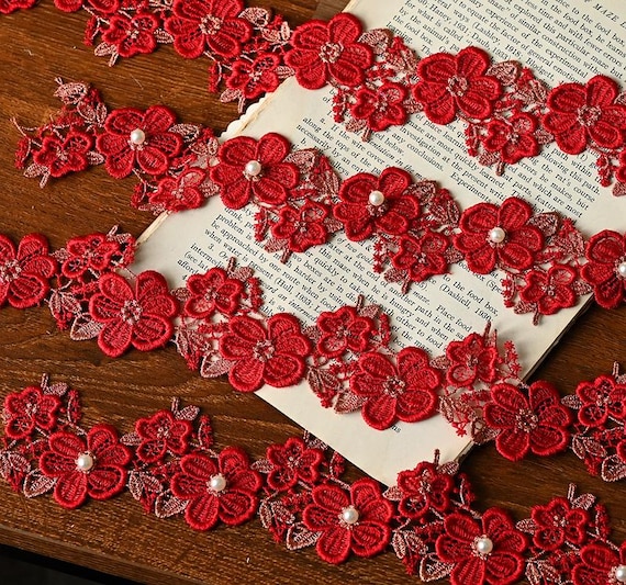 も*も様 Flower ribbon tops Red Red and White Pearl Ribbon Flower Pin – Rosa's Greek Boutique, Inc.