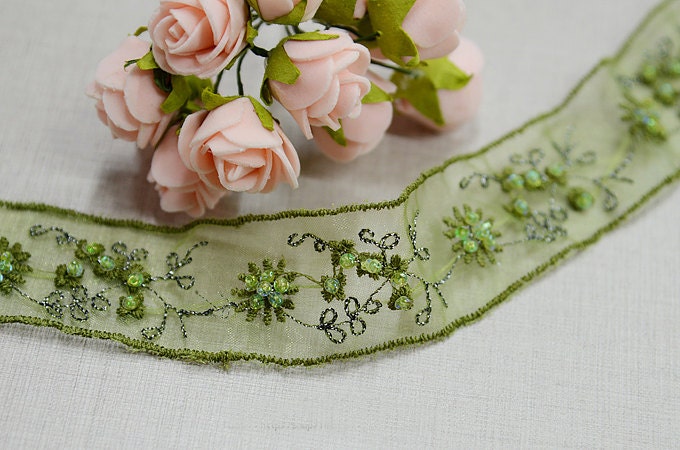 5 yard 3cm 1,18" large vert maille tulle perles rubans dentelle ruban g43f navire gratuit 5 yard 3cm 3cm 3cm 1,18