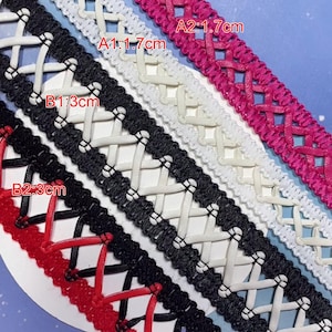3 Meter 1,7-3 cm breit schwarz/weiß/rot/fuschia Weave PU-Leder Schnur Streifen Kostüme Kleid Rock Kante Material Zubehör C43P11K250323V