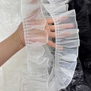 5 Meter 7 cm 2,75 "breites schwarz/ivory Organza Rüschen Spitzenband DIY Manschetten Rock Ärmel Kleid Kanten Dekoration C24X1028P250601C