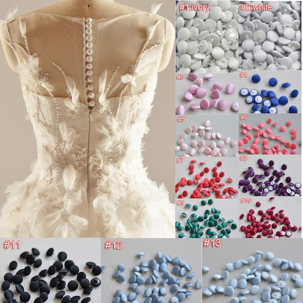 30 pièces 1,25 cm 0,49 pouces de large ivoire/blanc/rose/noir satiné robe de mariée robe de mariée jupe chemise boutons attaches fermetures ED30ZO13TE