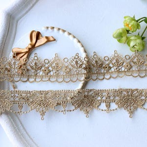 10 Meter 3,7 cm 1,45" breiter Goldstoff Stickerei Spitzenbesatz Band Hochzeitskleid Tasche Socken Ärmel Kante Dekorationsmaterial X28C297K210303V