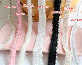 2-10 meter 1.5-2.2cm wide black/ivory beads braid lingerie fabric embroidery dress bag socks sleeves lace trim ribbon tapes X28C480P220715R