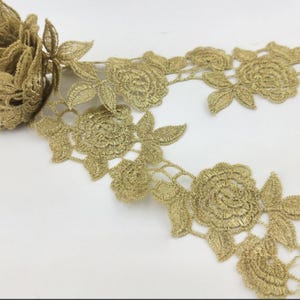 5m gold rose gold rose Borte Stoff Stickerei Hochzeitskleid Rock Hemd Wäsche Ärmel Zierband Bänder Z34E226M210730R