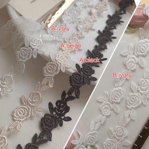 10 yards 2 cm 0,78" de large noir/ivoire/beige rose tissu broderie enfant vêtements jupe chemise robe bordée de dentelle rubans de bordure T19X88K200315B