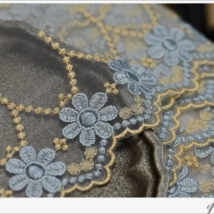 5 yards 8,5 cm 3,34" breed blauwe bloemen tule gaas borduurwerk diy jas rok jurk rand decoratie materiaal kant trim lint N20T664L250610U