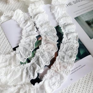 5 Meter 4,5-7 cm breit Elfenbein aushöhlen Baumwolle Stickerei Rüsche DIY Kleid Rock Spitzenbesatz Band Einfassung Zubehör material T21P40C250212V