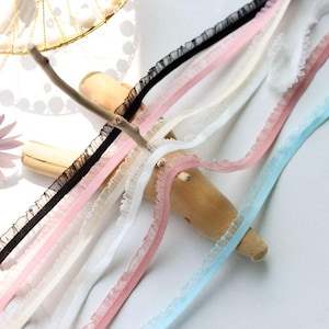 10 Meter 1 cm 0,39 "breites Stretch elastisches Rüschen falten Tüll Stoff Stickerei DIY Kleid Tasche Socken Ärmel Spitzenbesatz X28C304K210303V