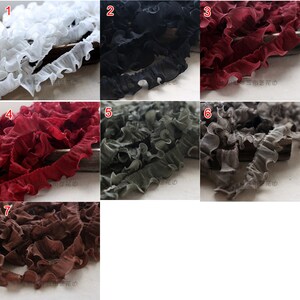 10 meters 5cm 1.96" wide red/brown chiffon ruffled pleated lingerie craft fabric embroidery lace trim ribbon braid V47P1074P220801D