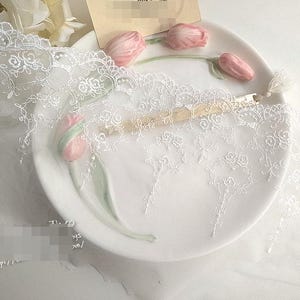 5 yard 19 cm 7,48 pollici di larghezza bianco rose capesante fai da te artigianato tessuto a rete ricamo lingerie vestiti vestito pizzo nastro T19X235P230312V