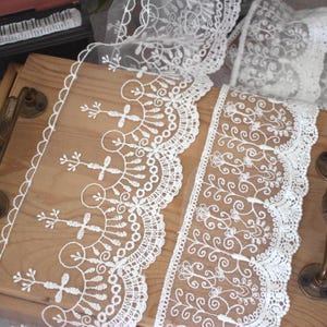 5 Meter 8,7-12 cm breit ivory Blumen Gaze Stoff Stickerei Spitzenbesatz Band Kleidung Rock Kleid verlängerte Kante Accessoires 27X537P250315P