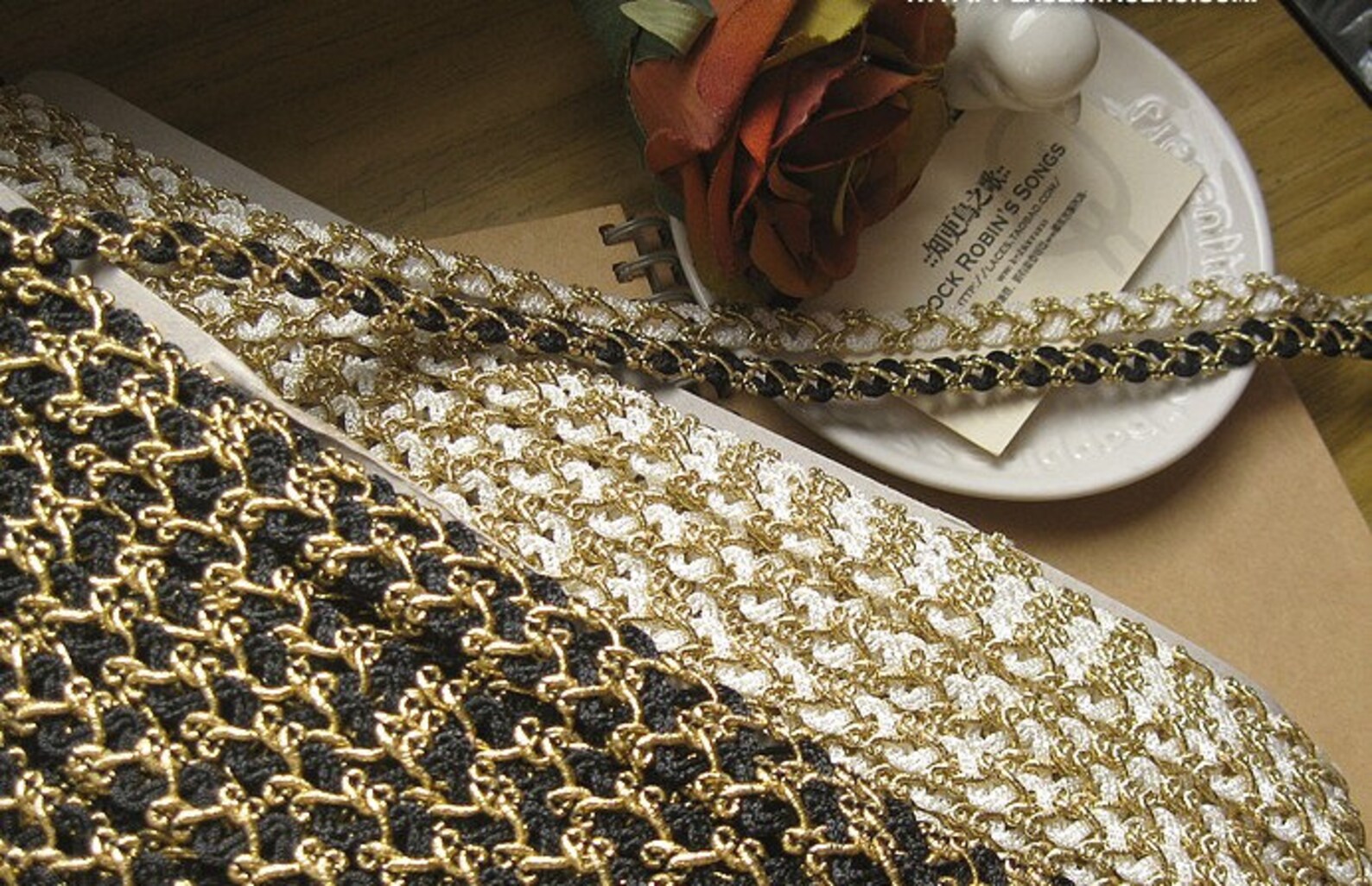 15 yards 1cm 0.39 wide black/ivory gold braid fabric Etsy