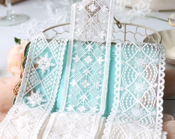 5 meterS 5-6.3cm wide ivory cotton mesh gauze fabric embroidery lace trim ribbon tapes dress bag socks material accessories X28C248L200911V