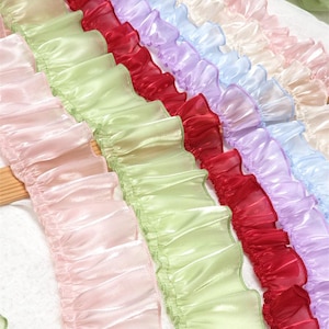 10 Meter 7 cm 2,75 "breite Multi Farbe Perlglanz Satin plissiert Rüsche Spitzenbesatz Band Manschetten Kuchen Rock Kanten Dekoration C24X1018P250526C