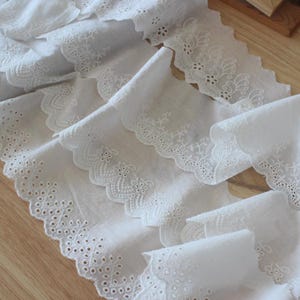 5 Meter 8,8-9 cm breit Baumwolle ivory Stickerei Spitzenbesatz Band handgemacht Rocksaum Kragen Kleid Vorhang Accessoires T27X529P250315P