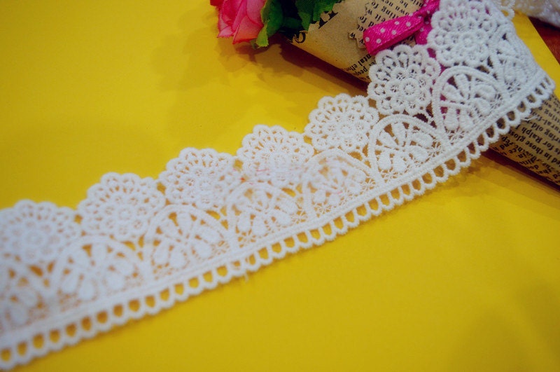 10 Cour 4,3 cm 1,69" large Ivoire tissu coton broderie rubans navire gratuit reyh ruban de dentelle 10 large Cour 4,3 cm 1,69