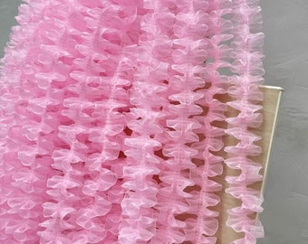 5 meter 4cm 1.57" wide pink tulle gauze ruffle pleat wrinkle diy child skirt dress shirt curtain edging lace trim ribbon V24X824P240507V