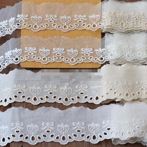 5 Meter 5 cm 1,96"breite ivory Netz Gaze Baumwolle Stickerei Kind Puppe Hemd Rock Kleid Saum Einfassung Spitzenband N20T809K241124U