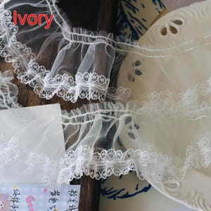 5 Meter 6 cm breit ivory/aqua Maschennetz Faltenrock Kleid Hemdrand Accessoires Kleidung Spitzenband Z1T689P250216T