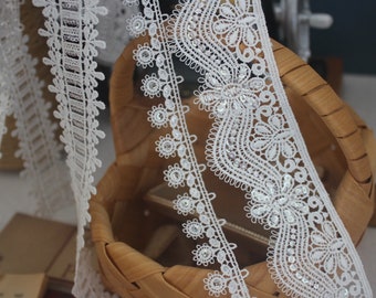 5 mètres 1,9-4,1 cm de large ivoire paillettes tissu broderie robe de mariée jupe chemise bordure décoration vêtement dentelle garniture ruban T27X480L240501H