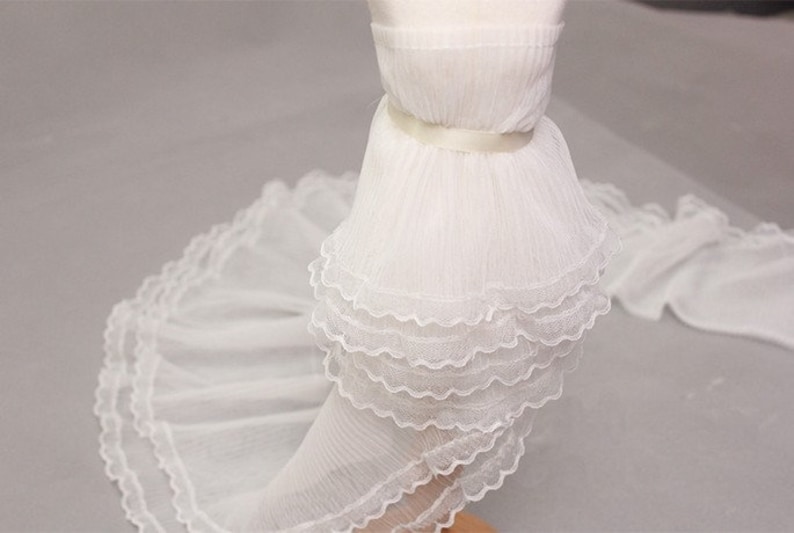 5 yard 15cm 5.9 wide ivory ruffled pleated mesh gauze fabric embroidery lingerie handmade sew lace trim ribbon tapes C39Y37R201201J