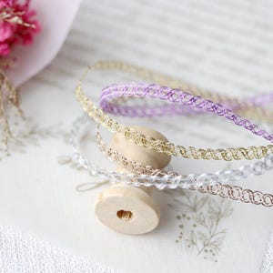 15 Meter 4 mm breites Gold/Silber/Lila Geflecht Band Spitzenbesatz DIY Handarbeit Kleidung Dekoration Material Kleidung Accessoires C35U42P241225G