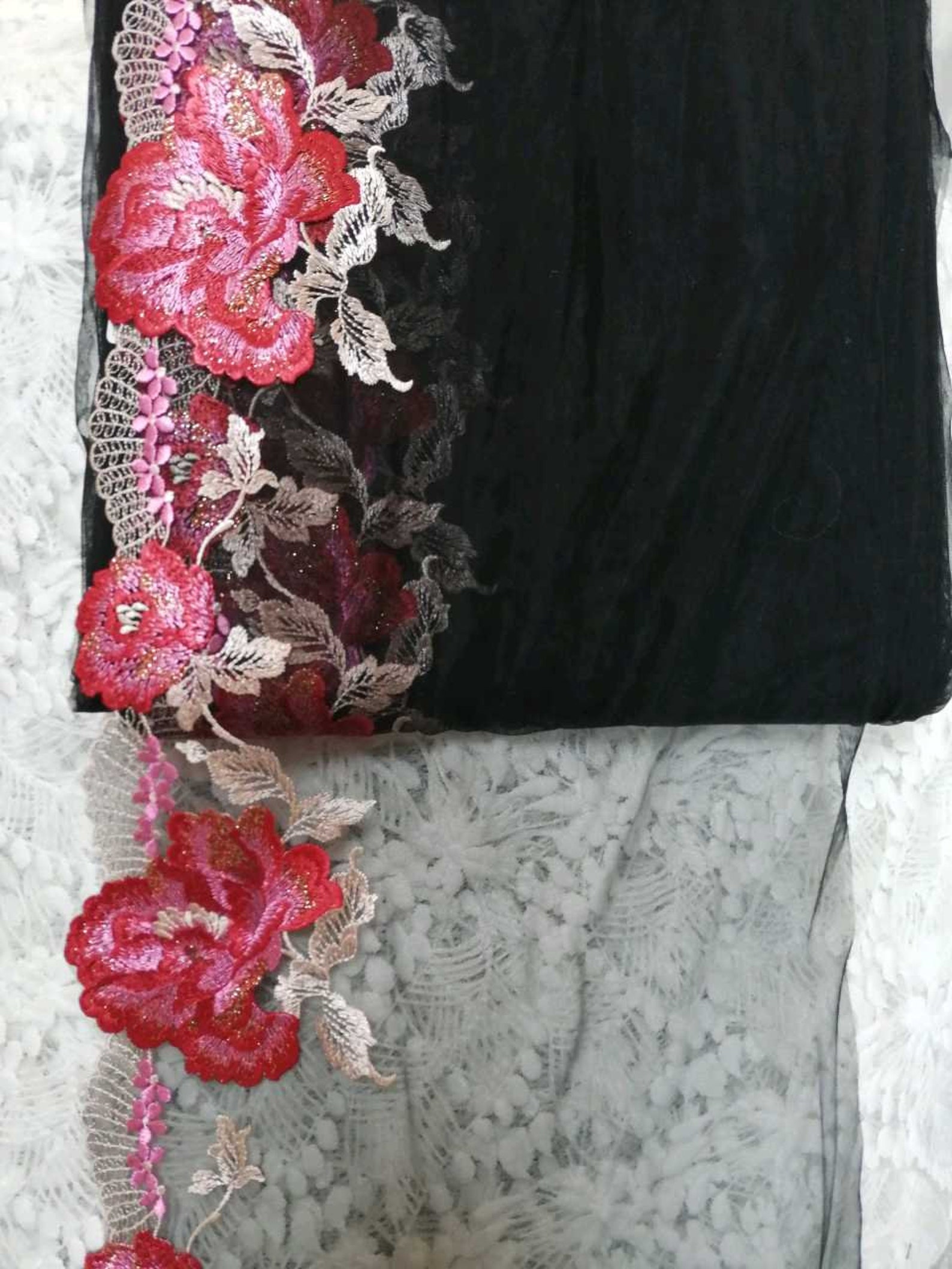 5 yard 23cm 9.05 wide black/red mesh gauze dress fabric Etsy