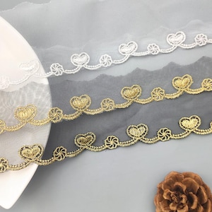 6 cm 2,36" breite schwarz/weiß/gold Netz Gaze Stoff Stickerei Kleid Dessous Ärmel Spitzenbesatz Zierbänder Z34E205G201129R