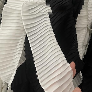 5 meterS 6-11cm wide black/white chiffon ruffle pleat wrinkle fabric child doll skirt dress shirt extend lace trim ribbon V24X715K230723V