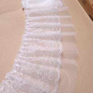 5 meter 24 cm 9,45" breed dubbele lagen witte mesh gerimpelde kant trim lint DIY rok jurk gordijnrand materiaal accessoires C24X979P250405C