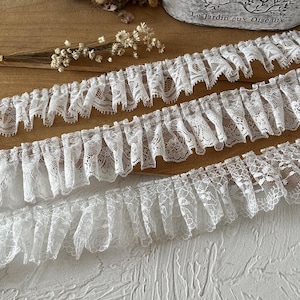 10 Meter 5 cm 1,96 "breite ivory Netz geraffte Plissee Dessous Unterwäsche Kleid Stoff bestickte Spitze Zierband Bänder S40C114L211010V