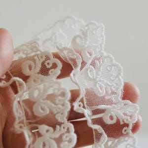 5 Meter 4,5 cm 1,77" breit ivory Bogen Netzstoff Stickerei wrikle Falte Rock Kleid Spitzenbesatz Band DIY handgefertigtes Material Z1T701P250228T